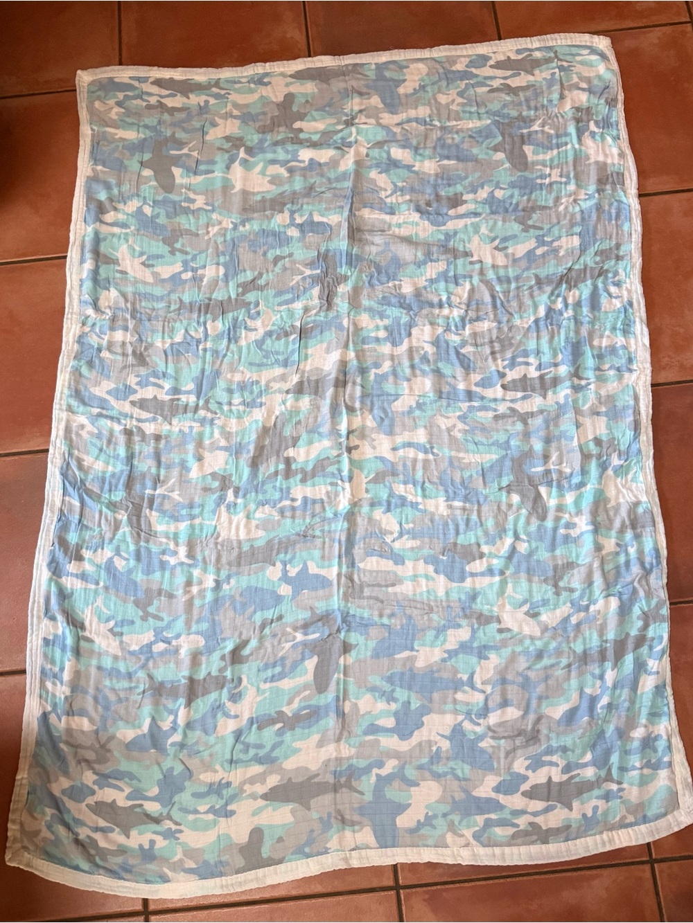 Light Blue Camo Muslin Baby Blanket‎ - Unbranded